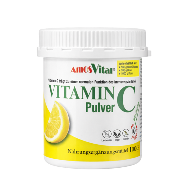 Amosvital Vitamin C Pulver 100 g Dose mit hochdosiertem Vitamin C