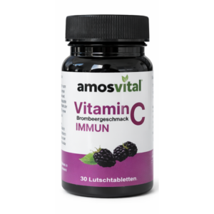 amosvital Vitamin C IMMUN Lutschtabletten mit Brombeergeschmack – vegane, glutenfreie und laktosefreie Vitamin C Tabletten für das Immunsystem