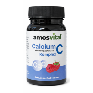 amosvital Calcium C Komplex Lutschtabletten mit Himbeergeschmack – Calcium und Vitamin C Nahrungsergänzung in der 30er Dose