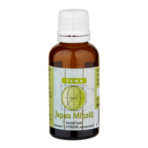 AmosVital Japan Minzöl in brauner Glasflasche – 100 % naturreines ätherisches Minzöl, erhältlich in 10 ml und 30 ml.
